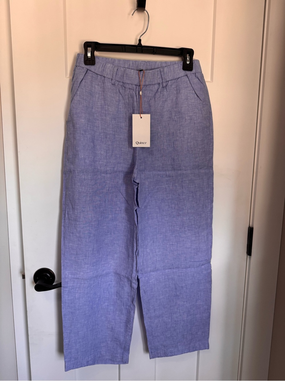 Quince French Blue Cropped 100% Linen Pants